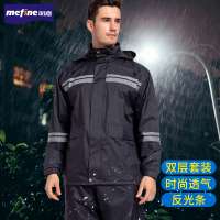 New Style Waterproof Adult Thick heavy duty polyester raincoat men's navy rainsuit