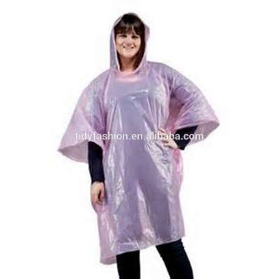 Pink Waterproof Plastic Cute Rain Poncho For Women